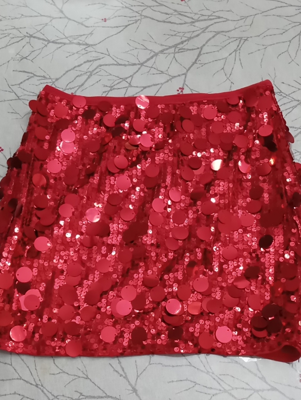 Women's Red Sequin Mini Skirt - Sparkle Party Skirt